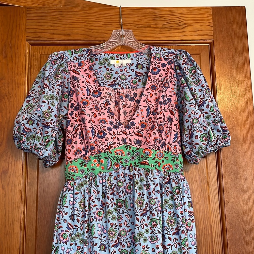 Boden Petite Puff Sleeve Midi Tiered Dress